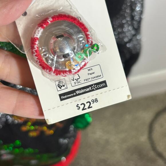 Holiday Time Xmas Cardigan Sweater XL Ugly Christmas Tree Lights Pom NWT - Picture 3 of 7